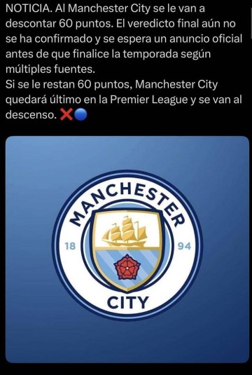 曼城若被罚60分将直接垫底降级,阿森纳躺赢冠军恐成最尴尬庆祝